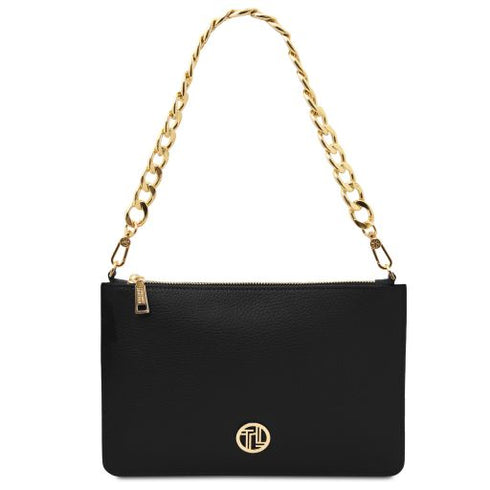 Diva - Leather clutch with chain strap